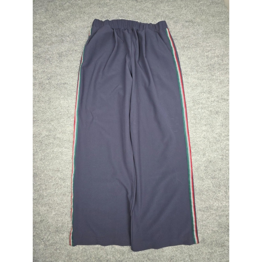 Maeve Anthropologie Pull-On Track Pants Women's LT Navy Blue Striped Wide Leg